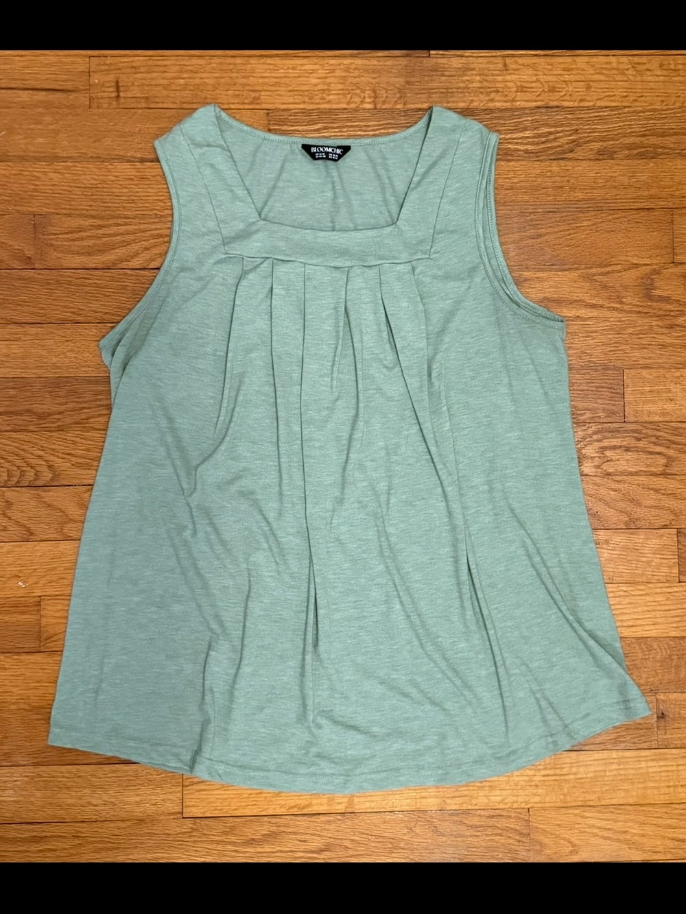 BloomChic Sleeveless Pleated Tank Top in Sage Green